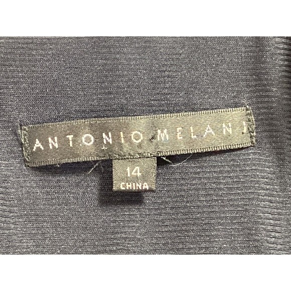 Antonio Melani Sheath Dress Womens 14 Navy/Black Cap Sleeve Stretch V Neck - Picture 8 of 9